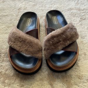 TopShop Leather w/ Faux Fur Sandals.